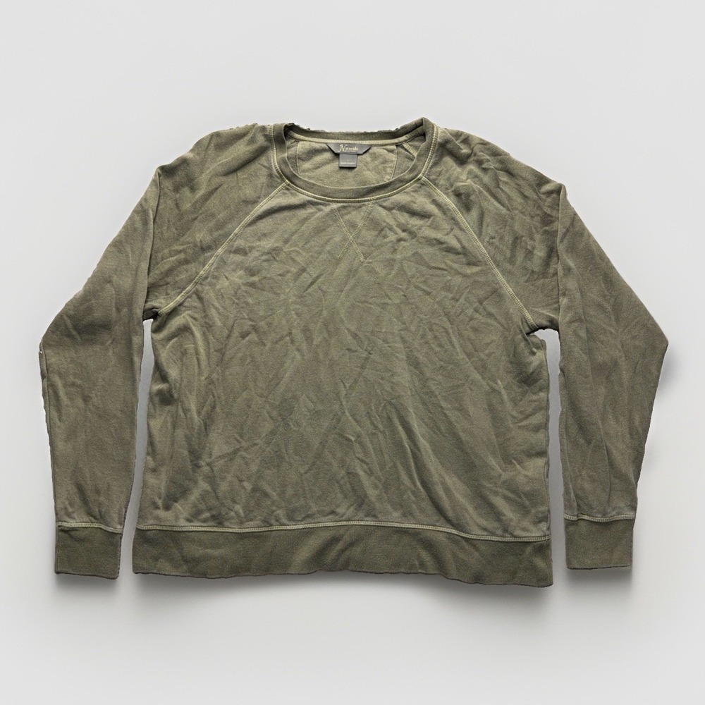 Natural Reflections Sweater Womens L Olive Green Distressed Grunge Indie Sleeze